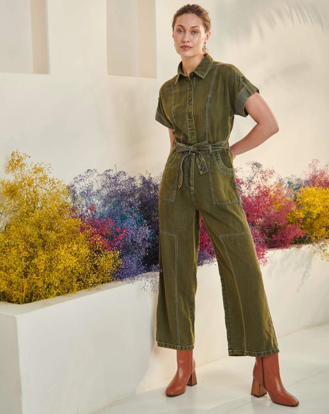 Adele Olive Jumpsuit - Image 10