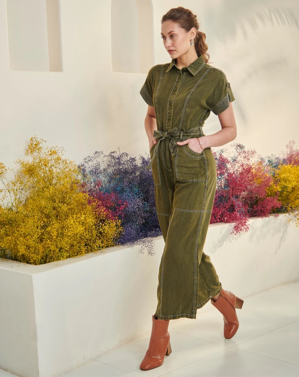 Adele Olive Jumpsuit - Image 11