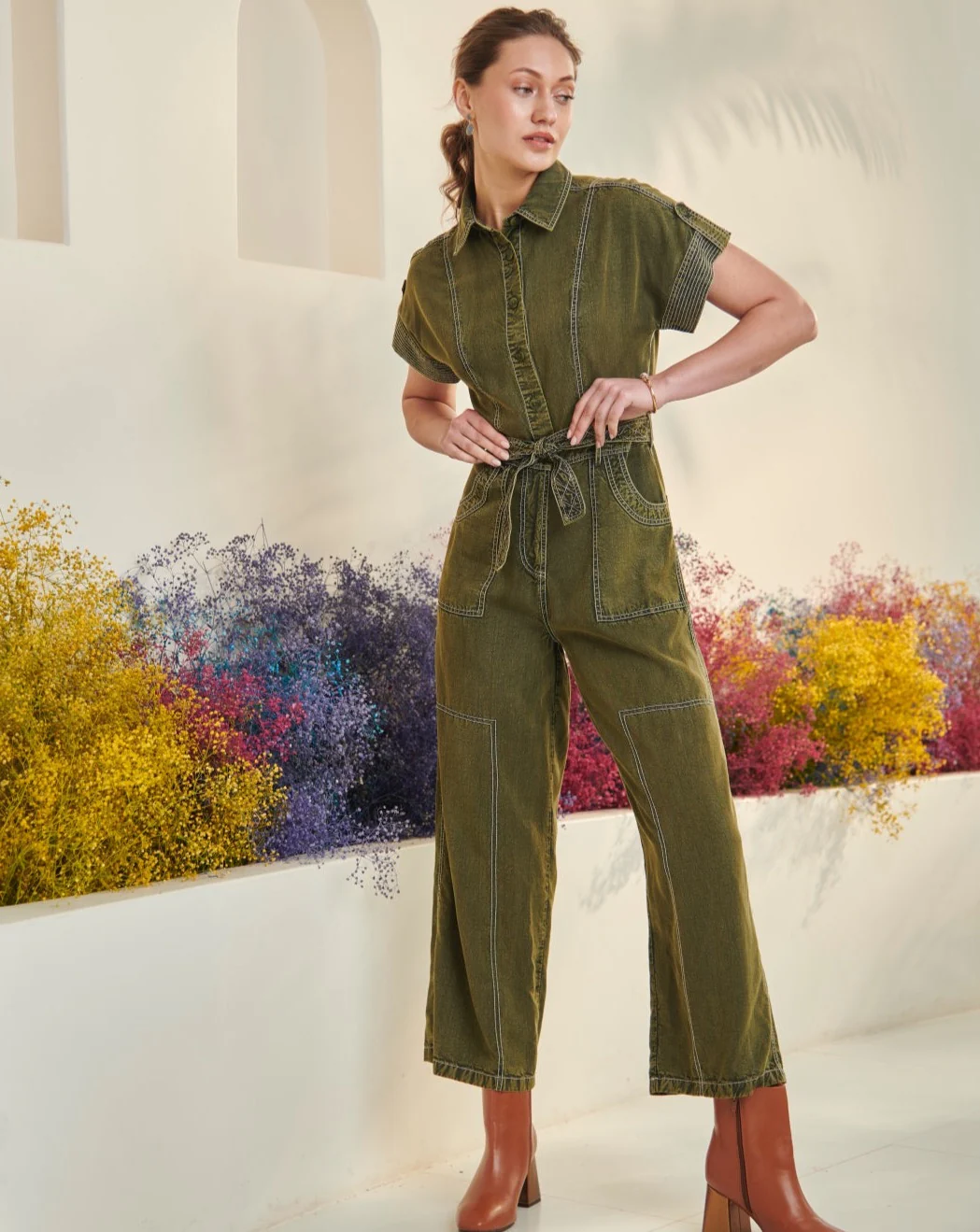 Adele Olive Jumpsuit - Image 13
