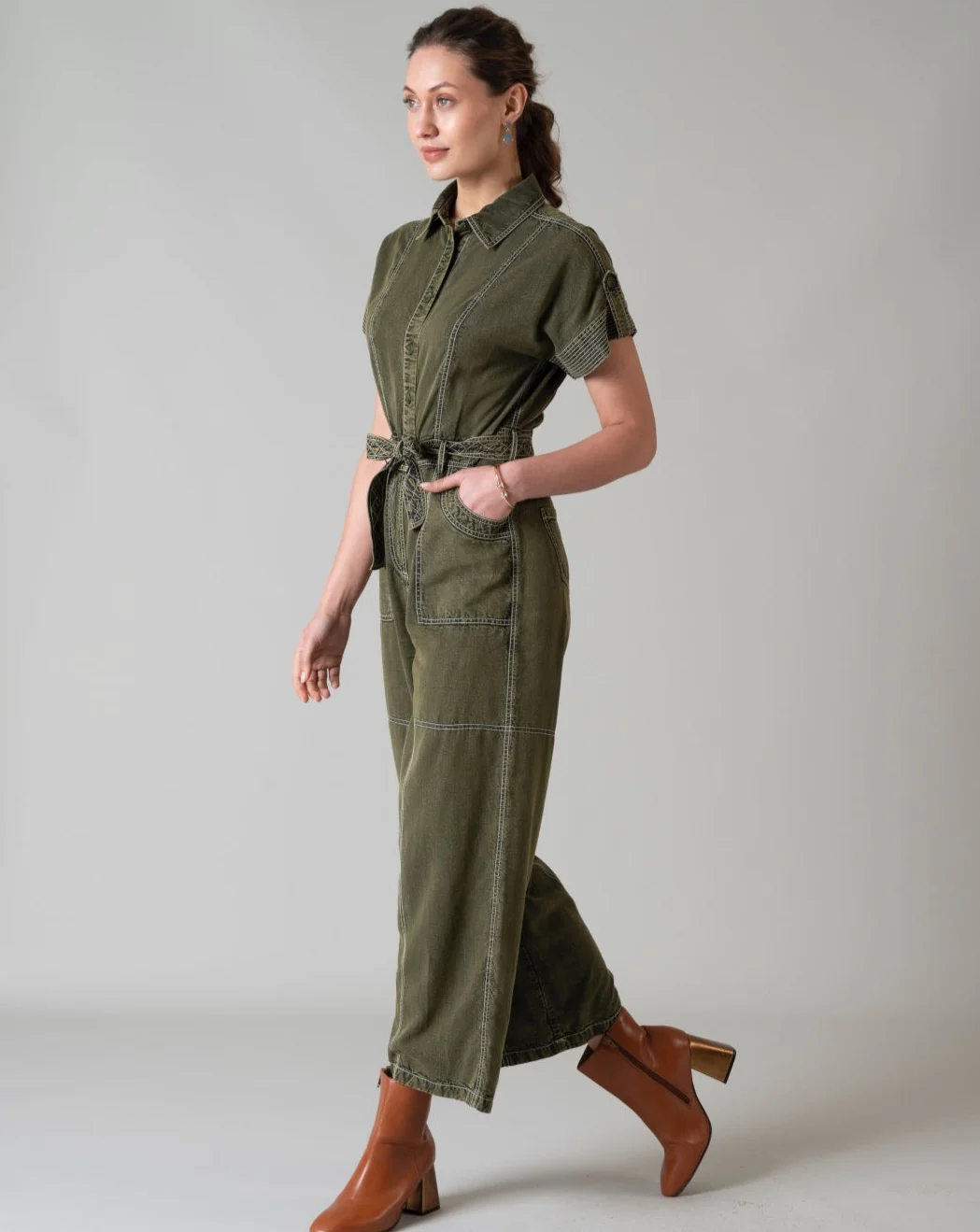 Adele Olive Jumpsuit - Image 5